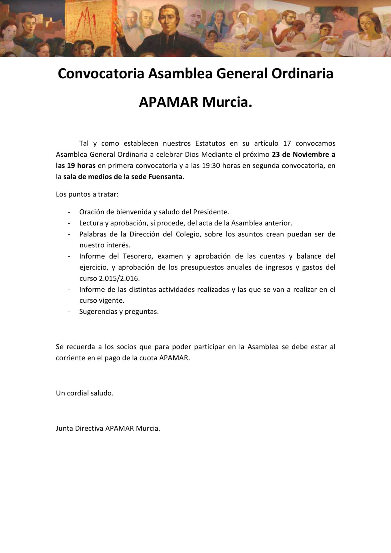 Asamblea General Ordinaria de APAMAR Murcia